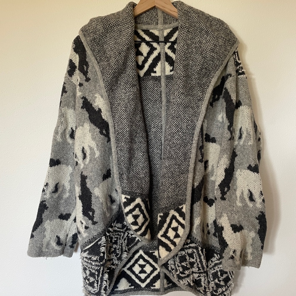 Anthropologie Akemi + Kin Llama Knit Wool Blend Cardigan (M)
